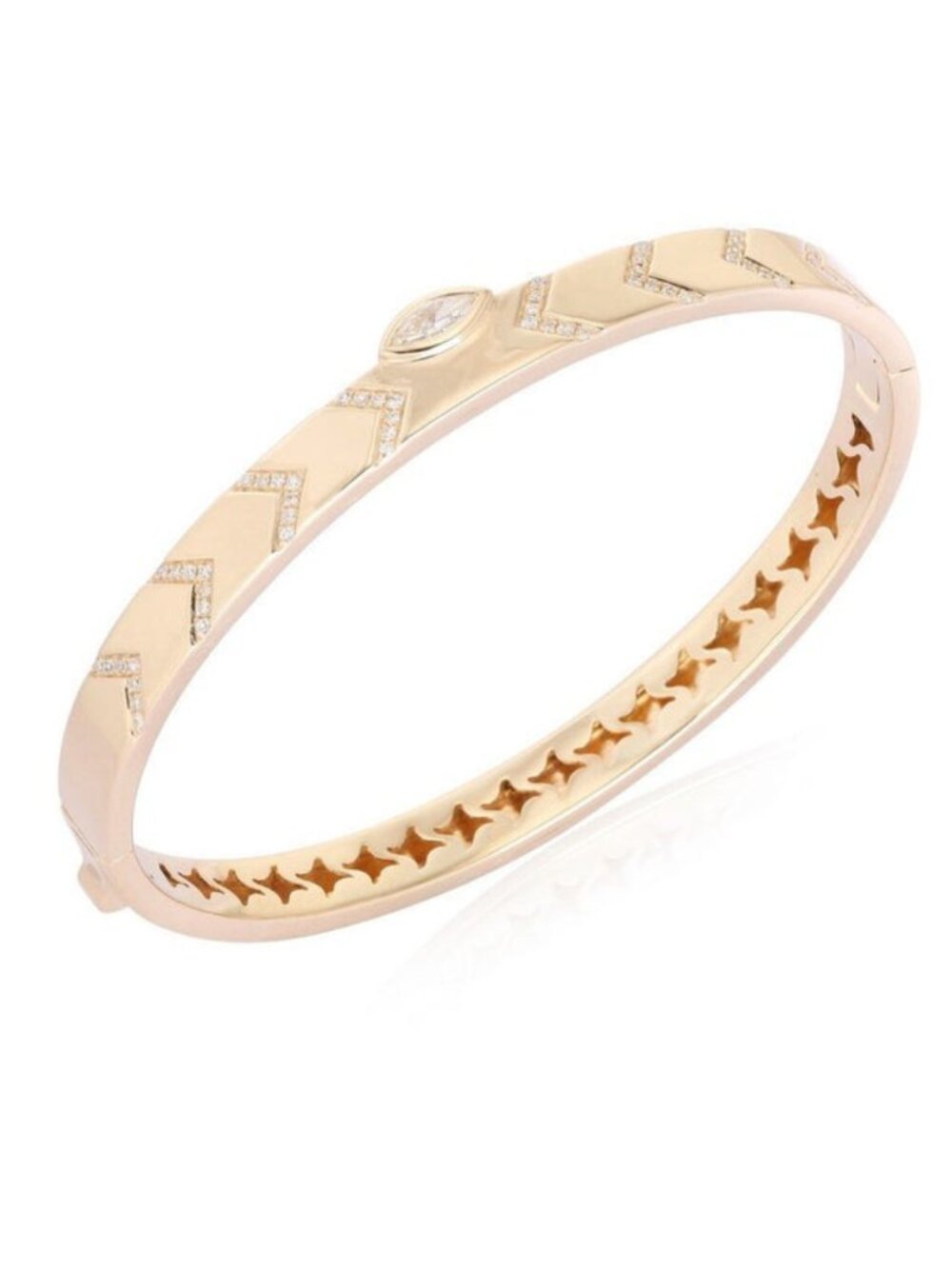 Starlight Path 14K (or 18k upon request) Yellow Gold Chevron Diamond Bracelet